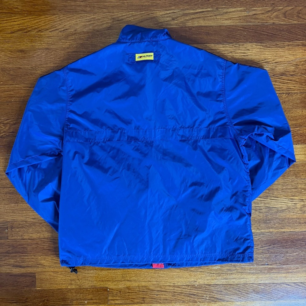 Hilfiger Athletics Vintage Men's Windbreaker Jacket Full Zip Nylon Blue Red M - Picture 8 of 10